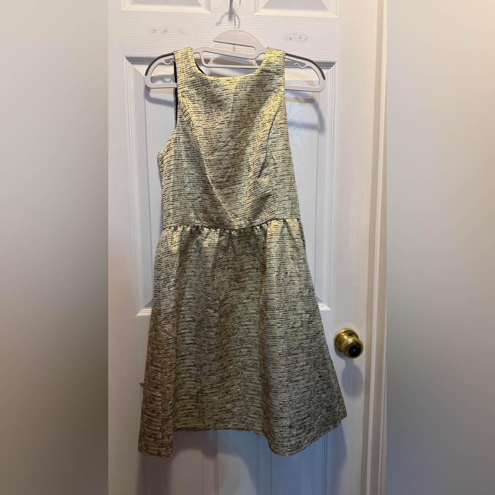Kensie Gold and Black Textured Party Dress